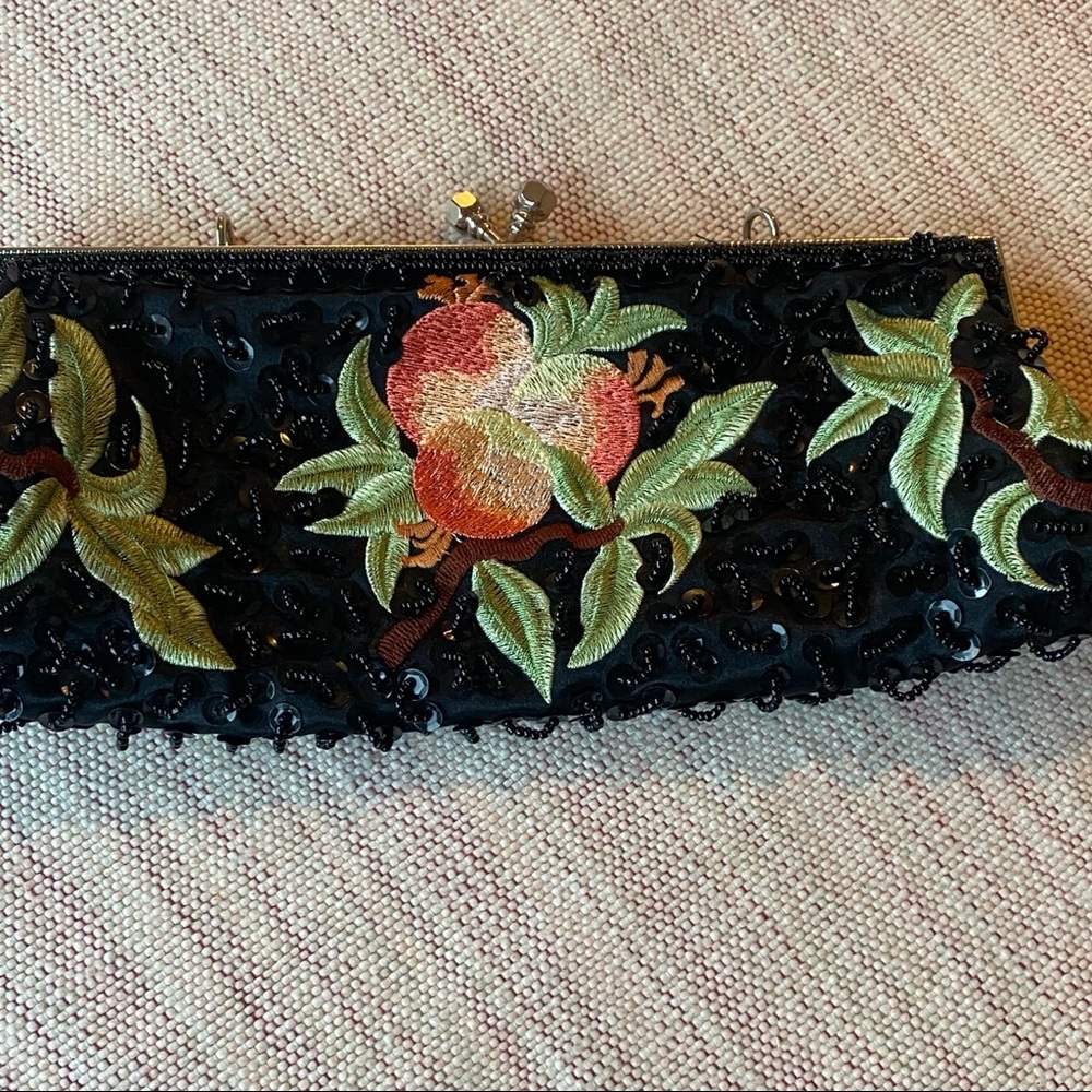 Sequined flowered, black evening, bag, clutch or shoulder